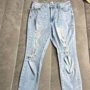 Rue21 Light Blue Distressed Straight‎ Leg Jeans